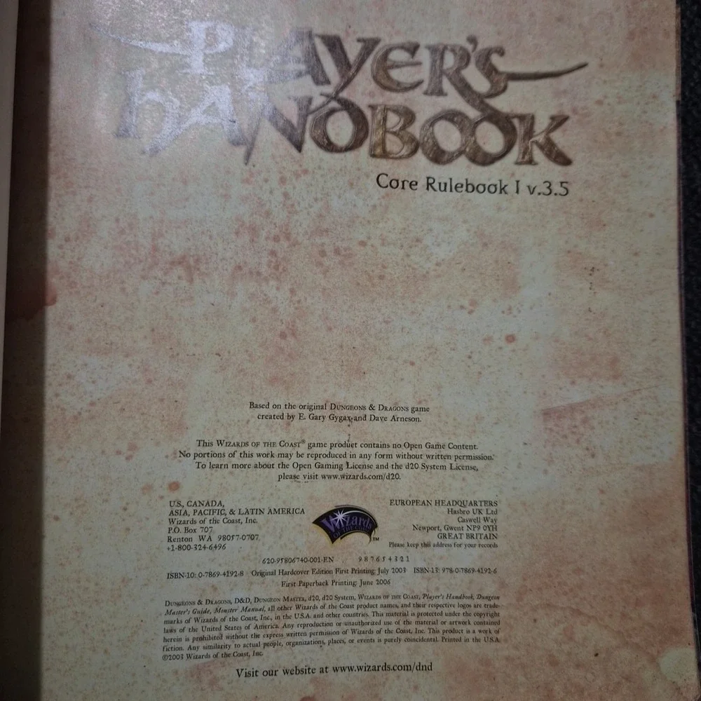 Player's‎ Handbook, Version 3.5 (Dungeon & Dragons)